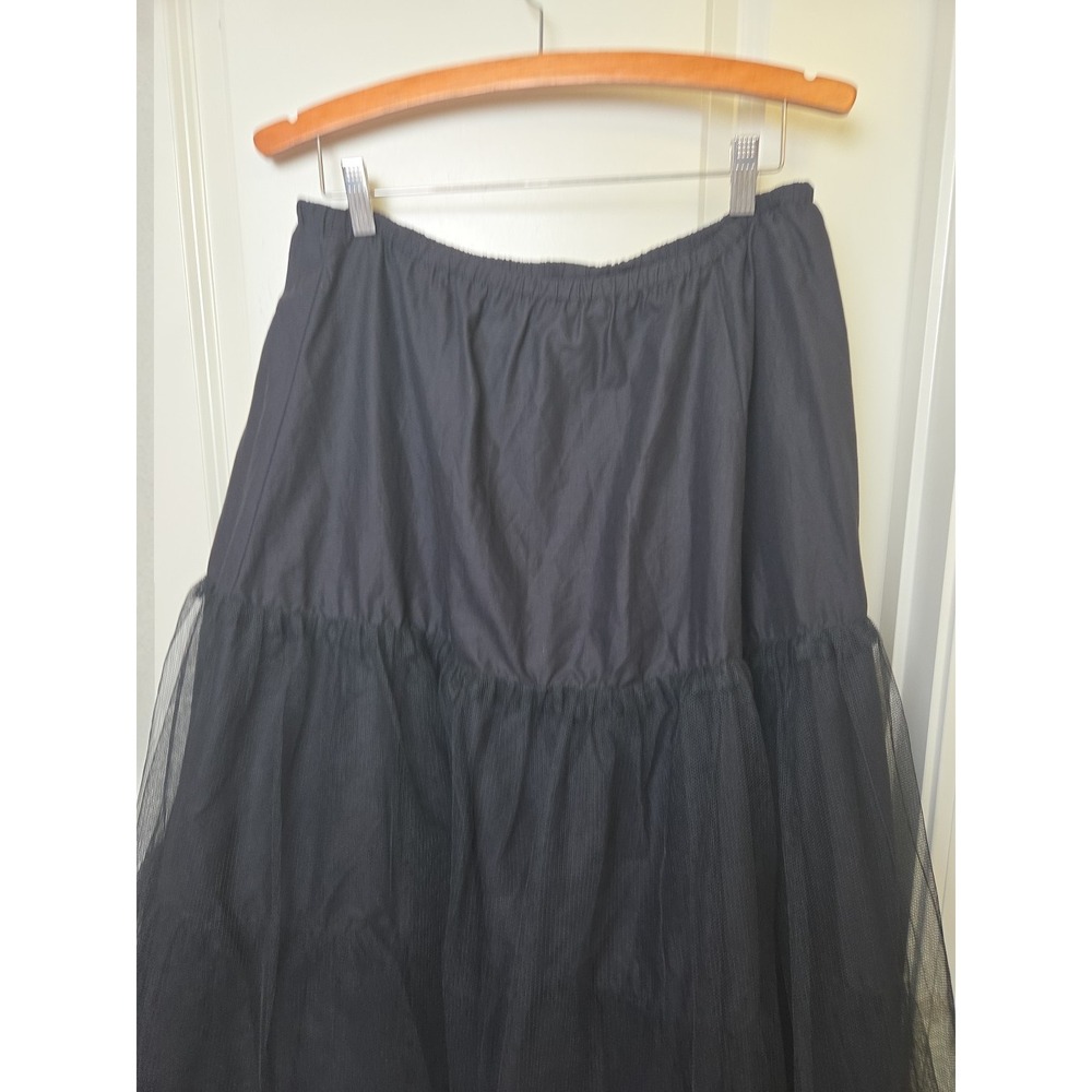 Vtg Laura Ashley Petticoat Black Cotton Tulle Great Britain 80s 90 Whimsygoth - Picture 3 of 15